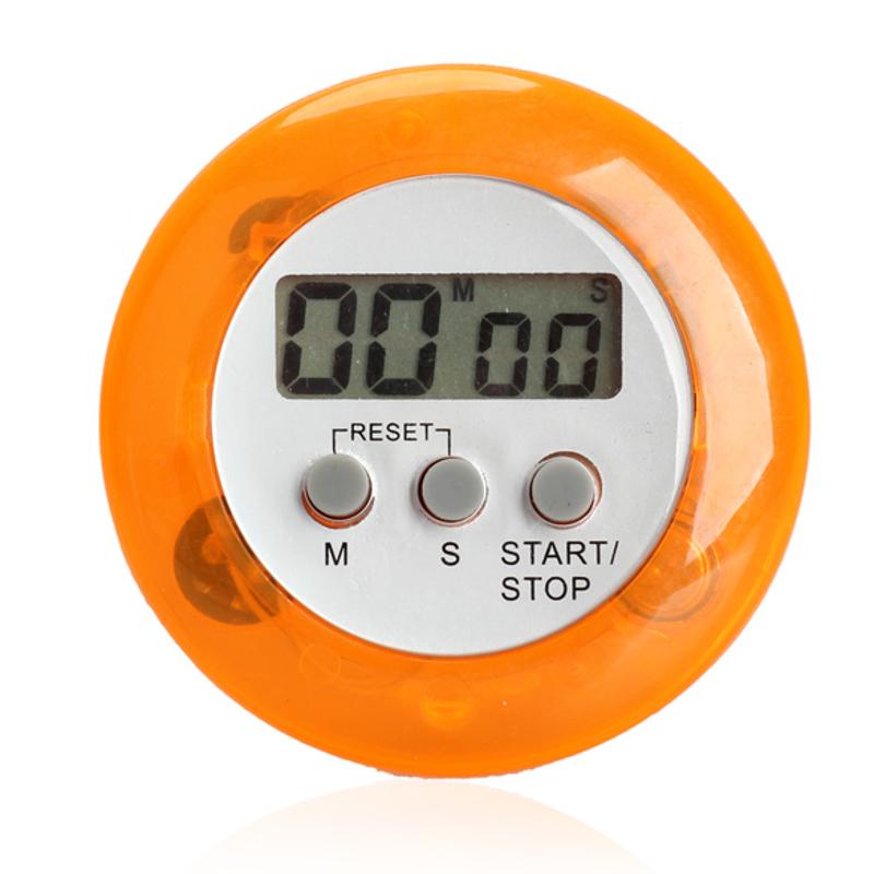 LCD Digital Kitchen Countdown Timer Alarm with Stand White Kitchen Timer Practical Cooking Timer Round Magnetic Alarm Clock: Orange