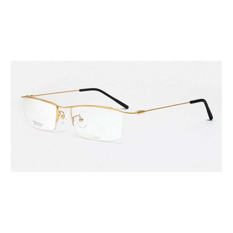 Browline media montura de titanio gafas con montura metálica para hombres, gafas de , gafas ópticas bonitas para hombre, montura de Anteojos de Prescripción: Dorado