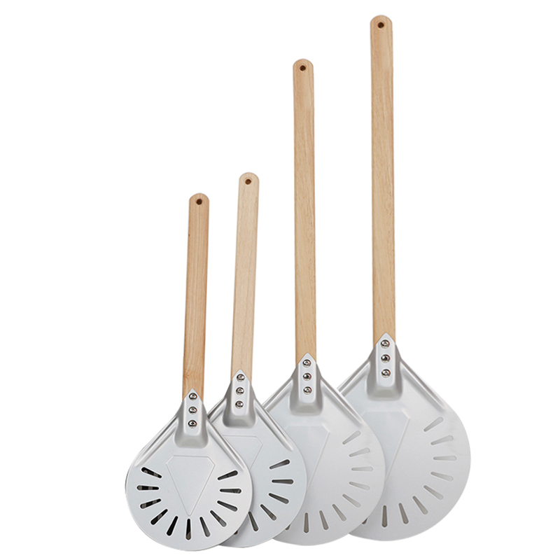 8/9/10 Inch Round Perforated Turning Pizza Peel Non-slip Wooden Handle Baking Bread Shovel Paddle Tools Outdoor Oven Accessories