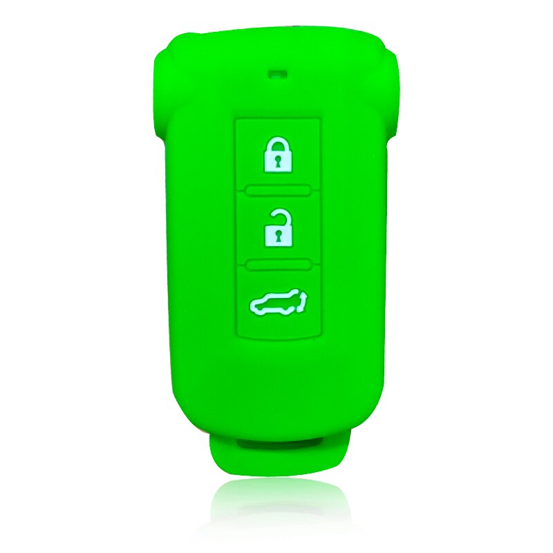Silica Gel Car Key Cover Case For Mitsubishi Outlander Pajero Delica Key Holder Remote Control Case For Keychain Alarm: Green