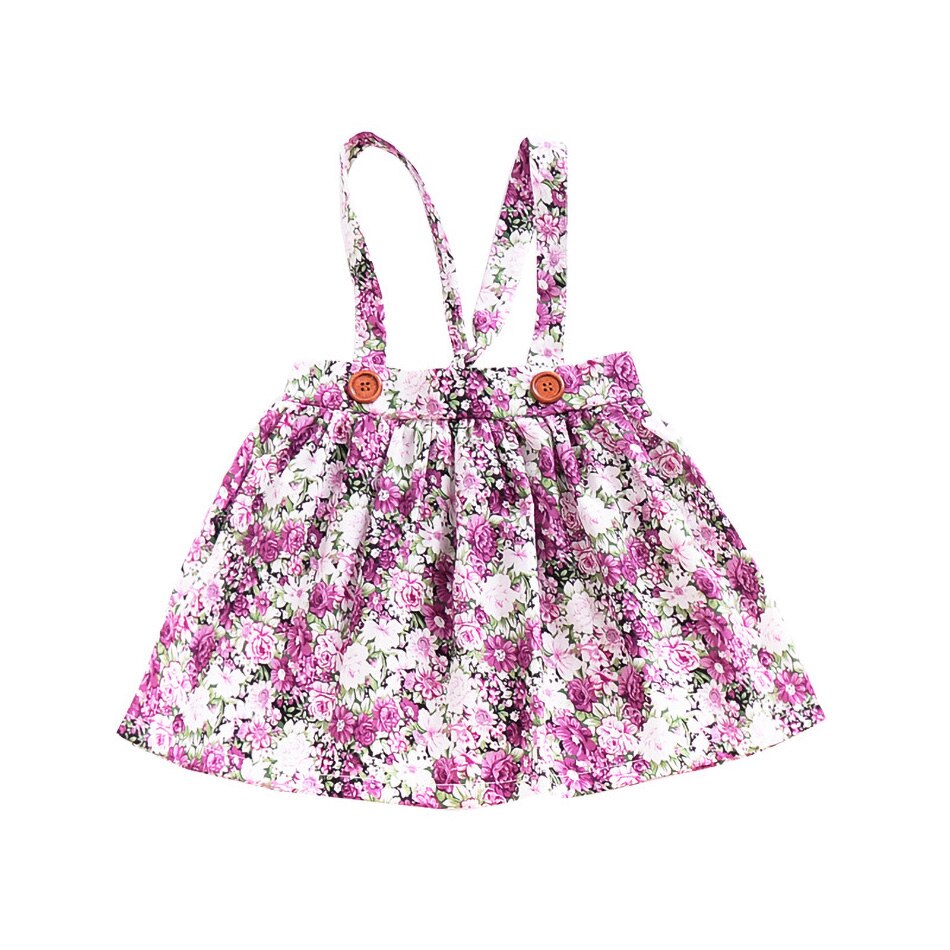 0-4 Jaar Baby Meisje Kleding Zomer Casual Vintage Jarretel Rok Knop Baby Kids Bloemen Gedrukt Jurk Peuter Kids overalls: EK70B0 / 6M