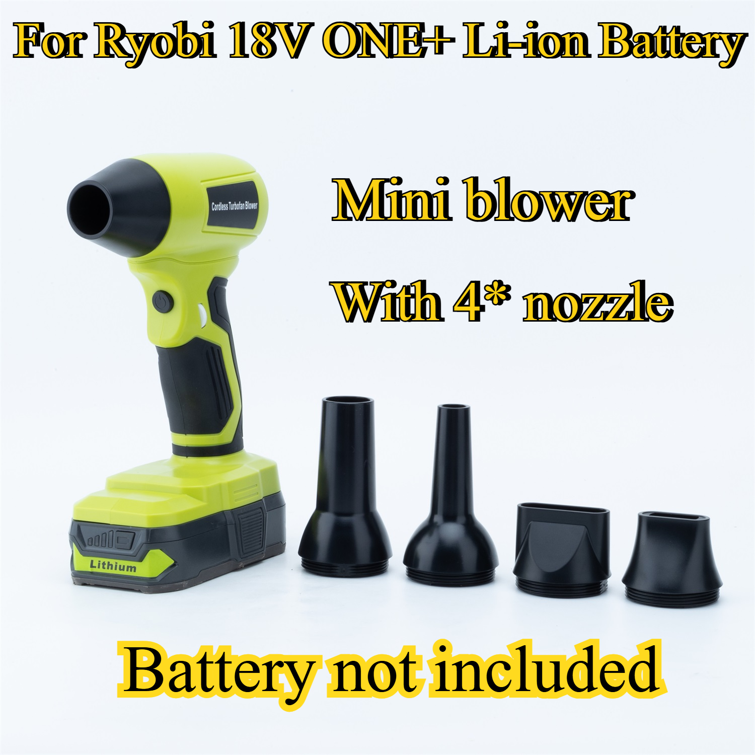 Voor Ryobi 18V ONE+ Li-ion batterij Jet Blower turboventilator 130000 RPM draagbare draadloze handblazer-föhn met 4 snelheden