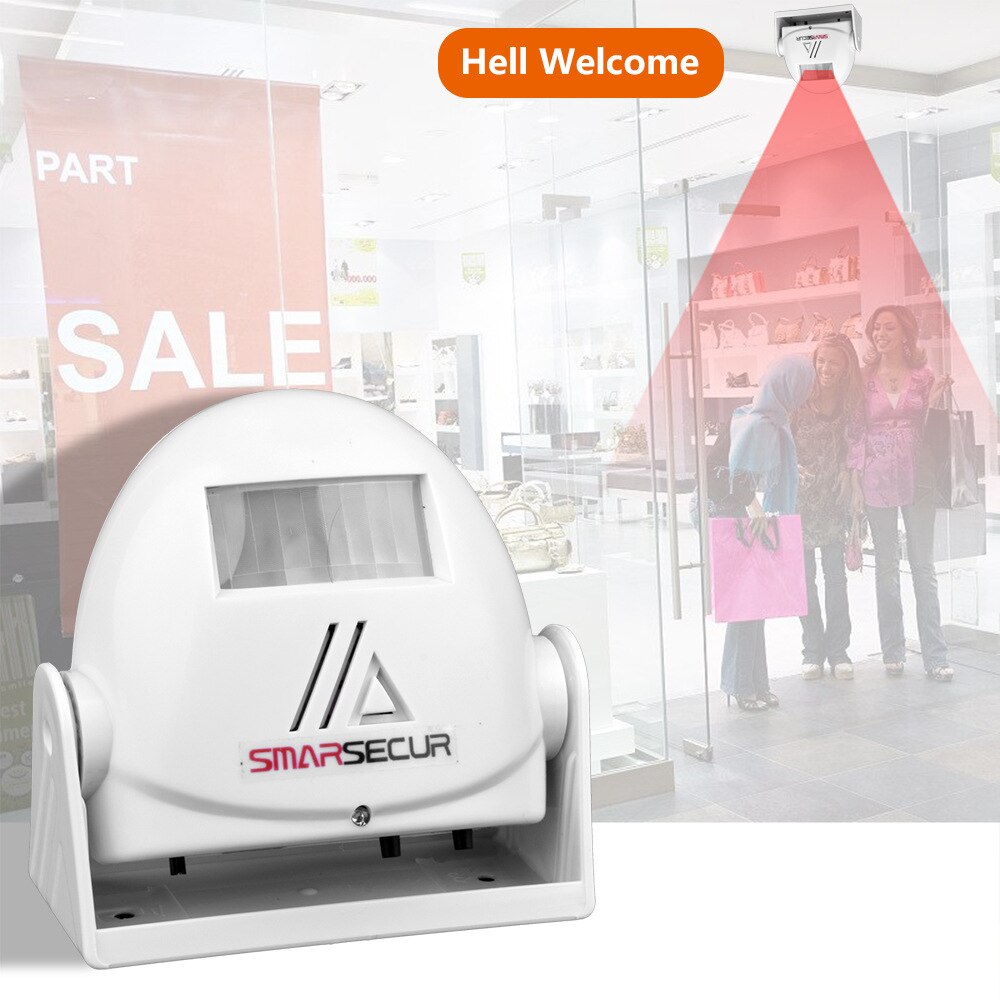 Smart Doorbell Chime Infrared Sensor Triggered Welcome Doorbell 3 Mode 15 Difference Lunguage Automatic Body Sensing Alarm Chime