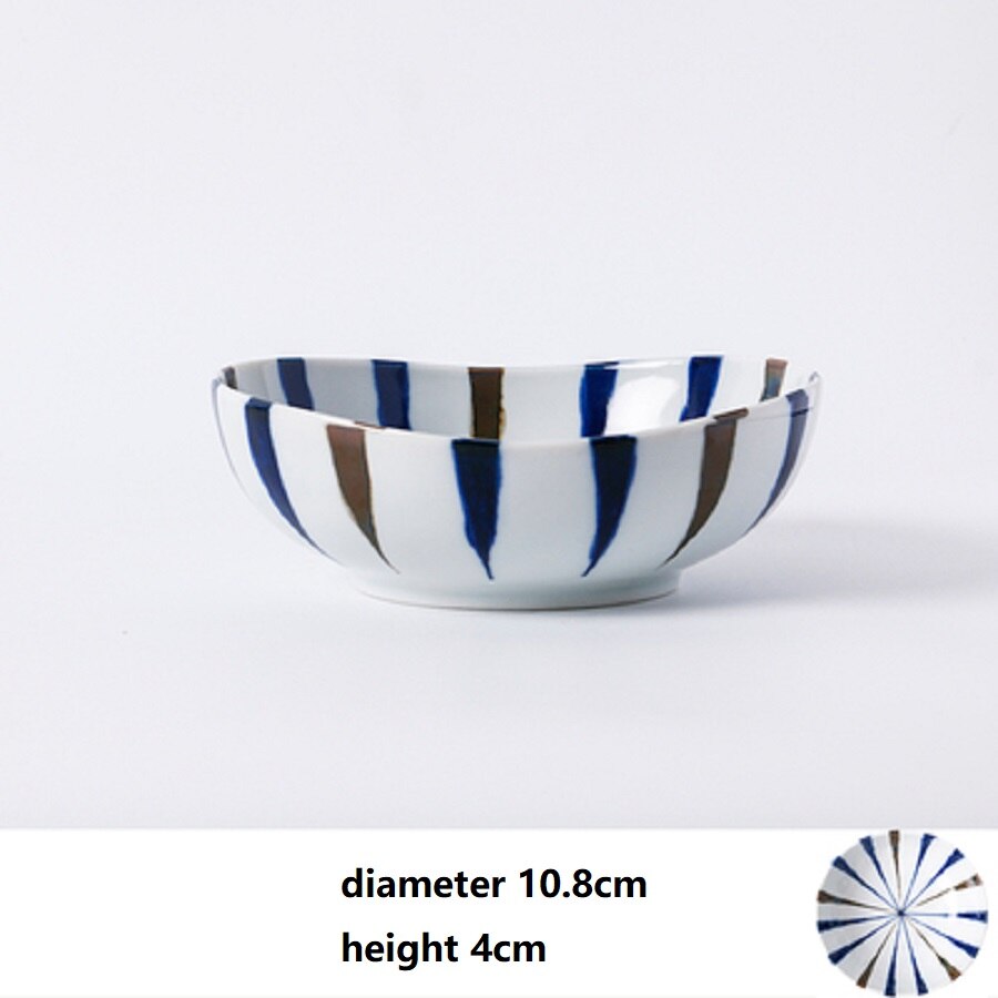 1 Pc Japanse Schotel Plaat Keramische Onderglazuur Retro Creatieve Lijnen Eenvoudige Exquise Huishouden Gemaakt In Japan: Diameter 10.8cm
