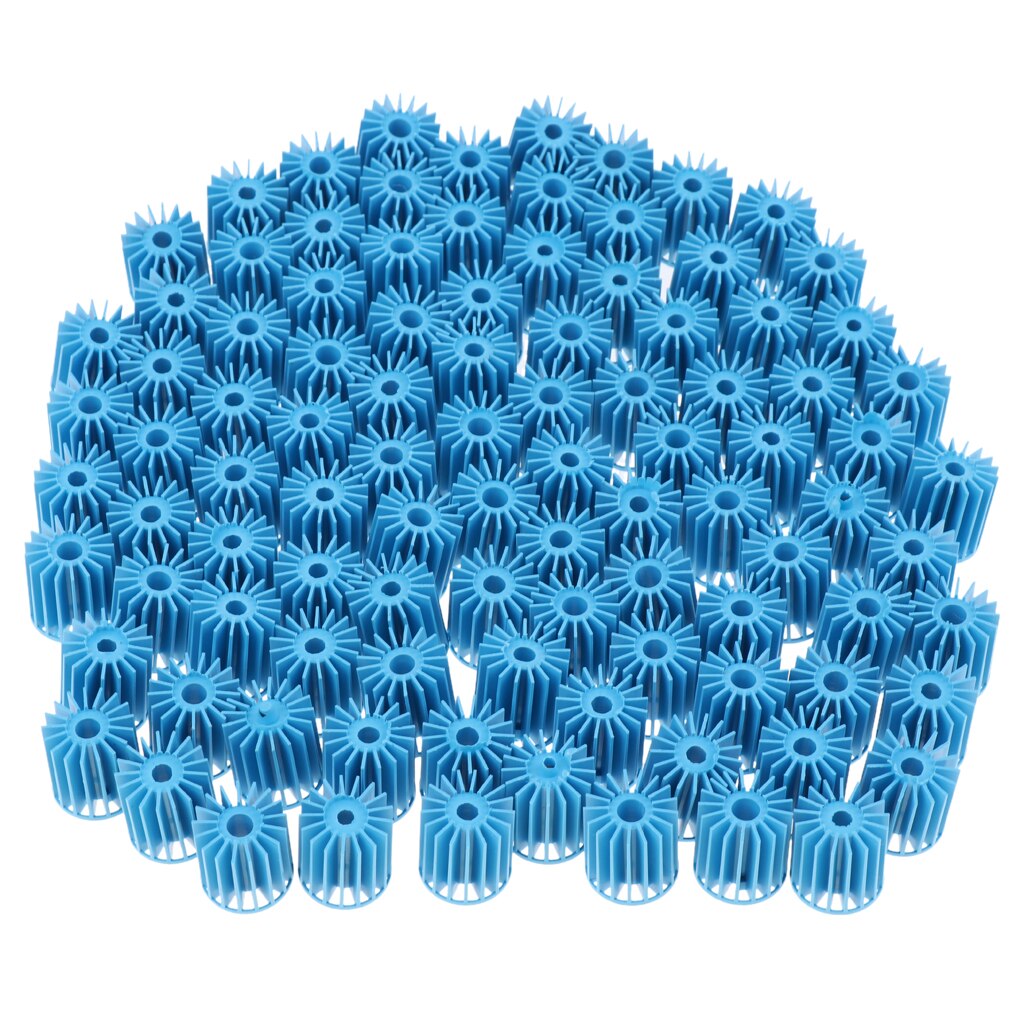 100 stk kuglebiofiltreringsmedier - kapselfilter biokugler, der bruger til at opretholde rent vand i akvariet - diameter 1.5cm blå