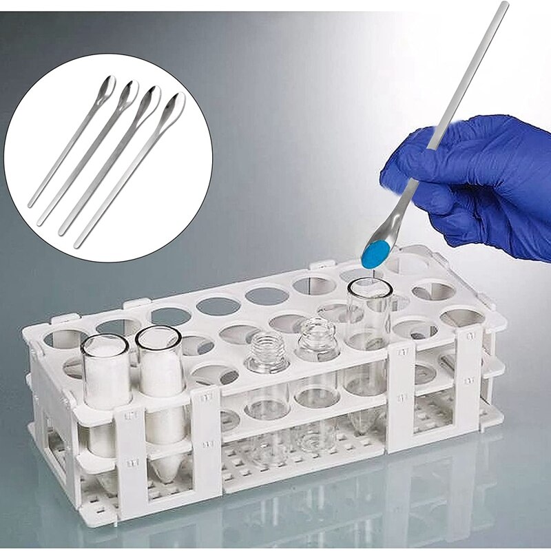 Lab Spoon 20 Pcs Lab Spatula Stainless Steel Laboratory Scoop for Reagent Sampling Mixing Measuring