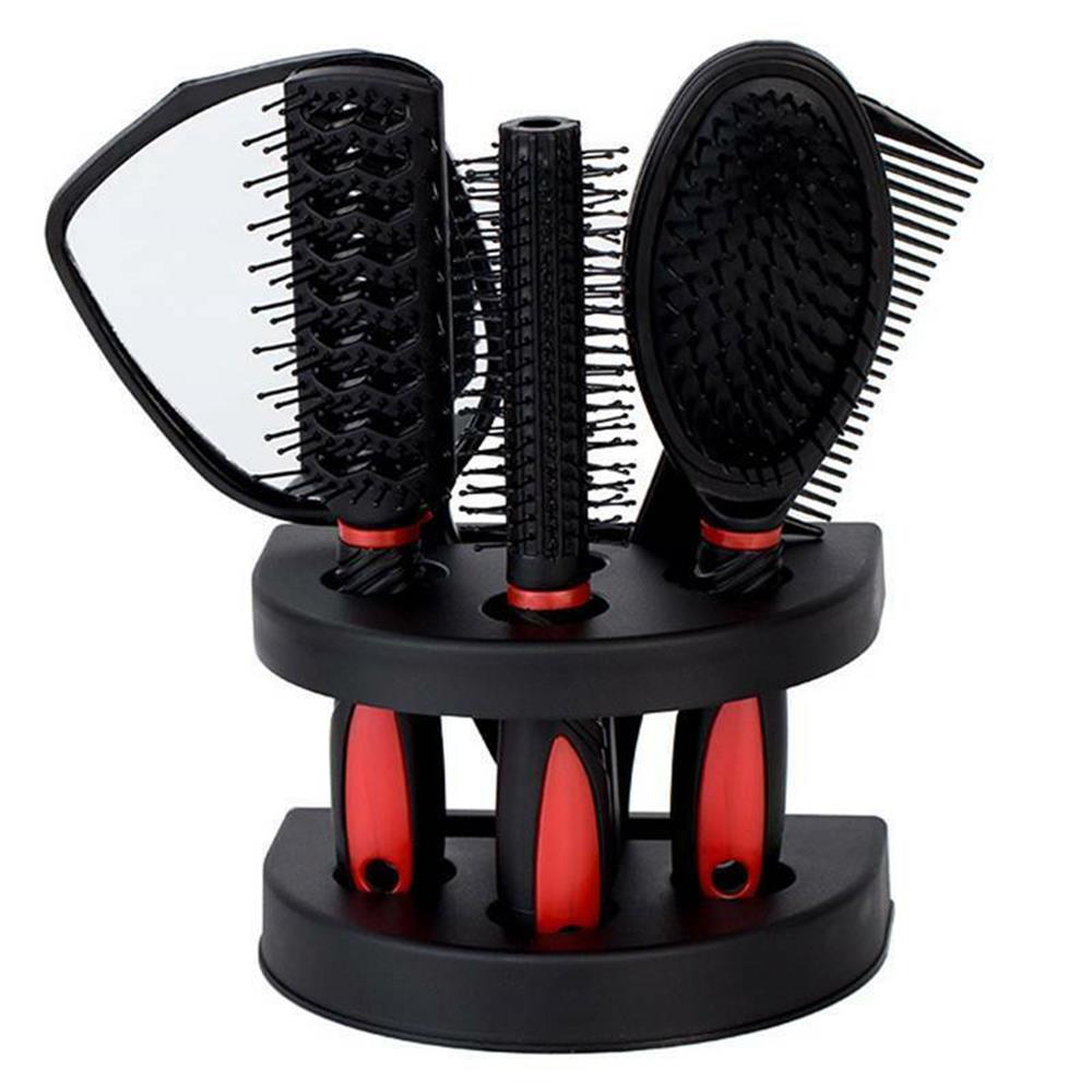 Conjunto de 5 cepillos peine , masaje de cuidado del cabello con espejo, herramienta de estilismo rizado húmedo/Seco, 5 unidades