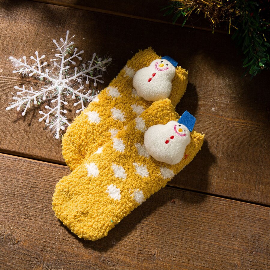 Cute Adults Women Kids Baby Christmas Cosplay Fancy Socks Family Matching Xmas Warm Ankle Socks Thick Furry Socks 1Pcs
