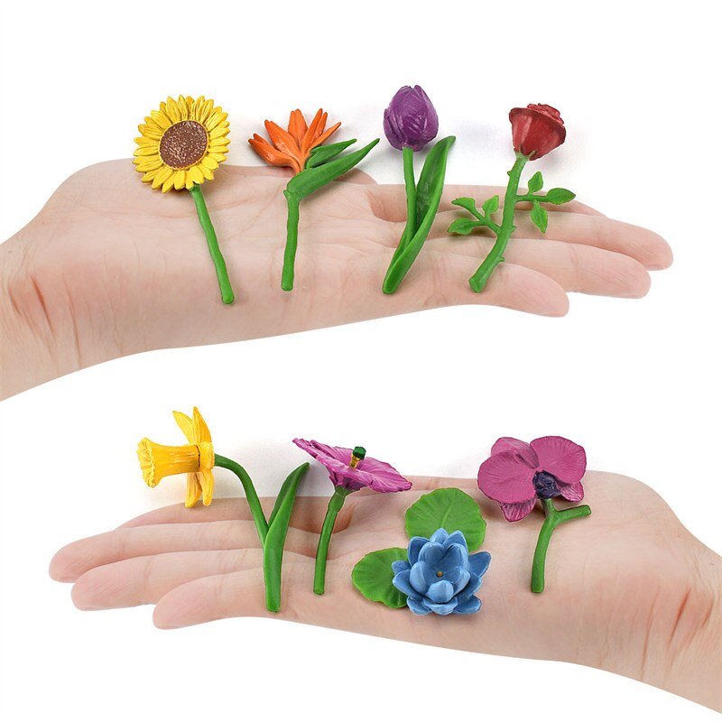 Simulatie Bloem Plant Dier Insect Actiefiguren Zonnebloem Rose Model Realistische Pvc Beeldjes Cognitieve Speelgoed Voor Kinderen