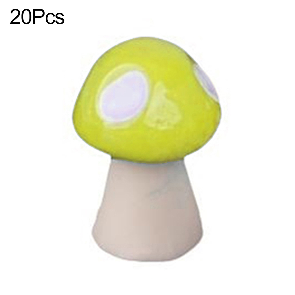 20 stk mini vakker kunstig sopp miniatyrer fe hage ornament harpiks håndverk dekorere hagen din: Gul