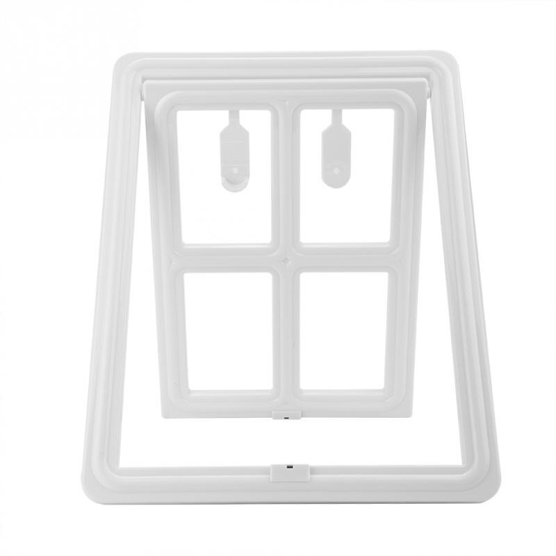 Automatic Magnet Lockable Plastic Pet Dog Cat Door for Screen Window Security Flap Gates Enter Freely Plastic Pet Dog Cat Door: white