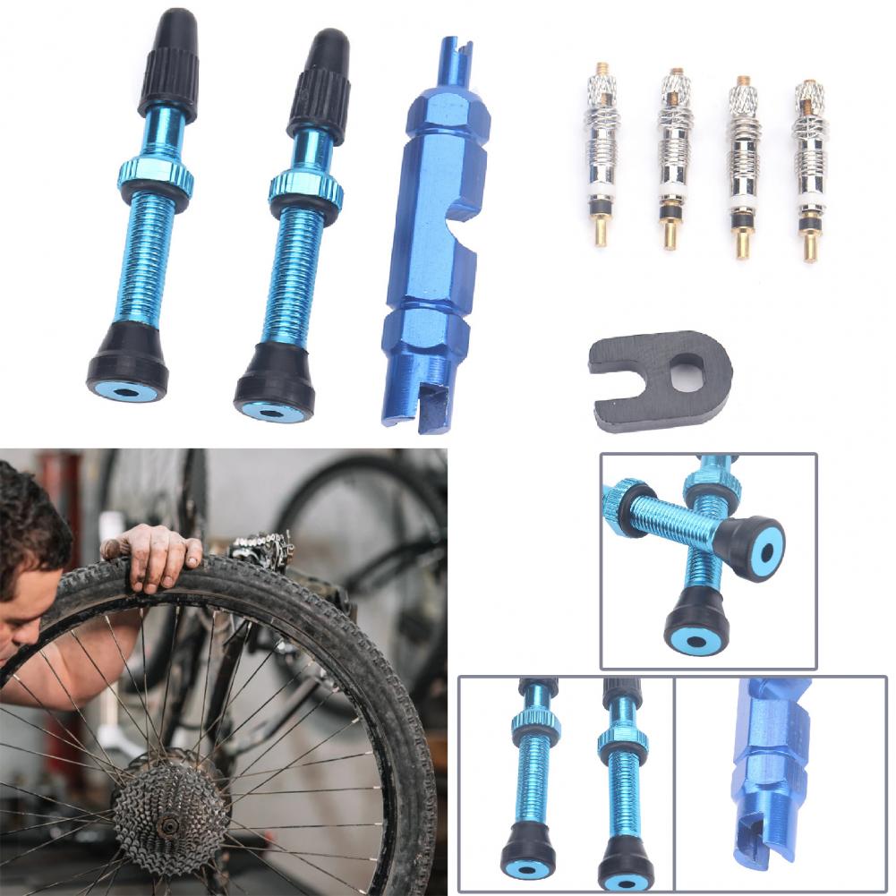 2 Stuks 40Mm Fietsen Tubeless Ventiel Aluminium Tire Ventiel Kit Met Removal Tools Voor Racefiets fiets Accessoires