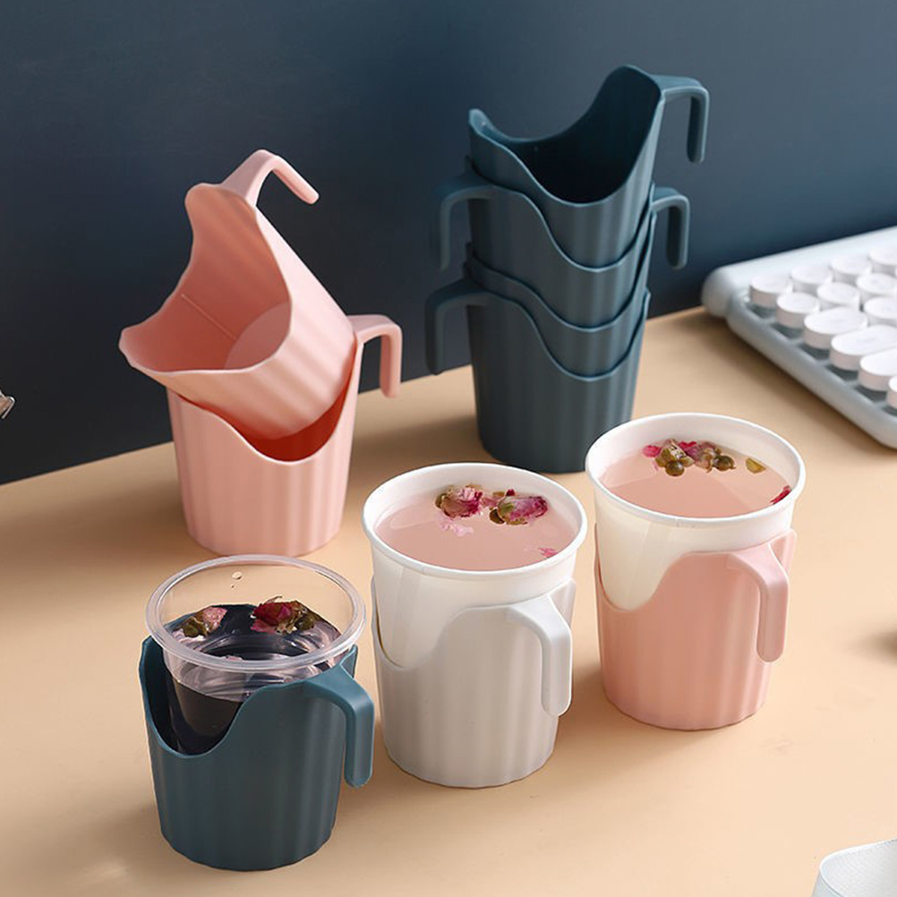 6 stk. isolerede kopholdere til kaffe, kontor, glaskopper, skrivebord, papir, plastik, ærme, tumblere