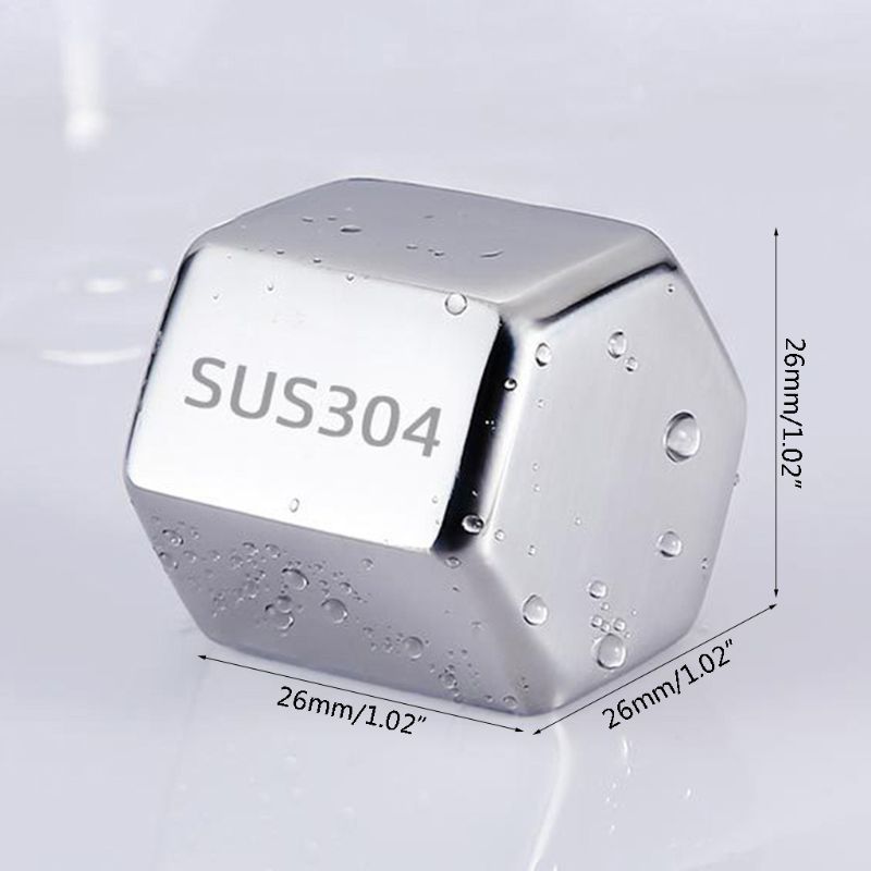 Hexagon Stainless Steel Ice Cubes Reusable Bar Whiskey Cooler Chilling Stones QX2E