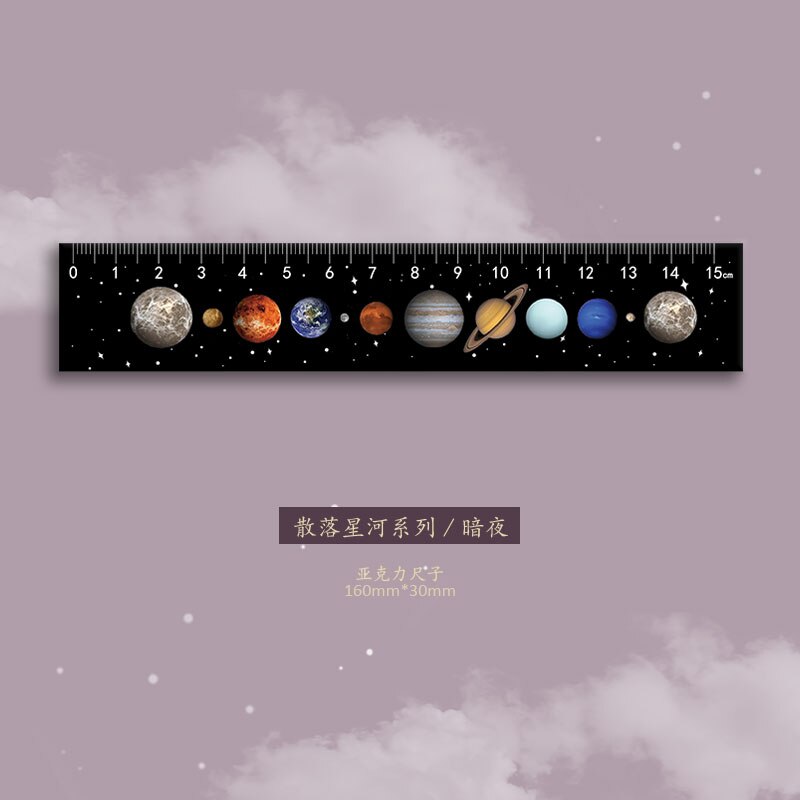 Regla recta acrílica de galaxia de vía lechosa, herramientas de manualidades de dibujo para álbum de recortes, suministros de oficina, coreano, 15cm, INS Style: 04