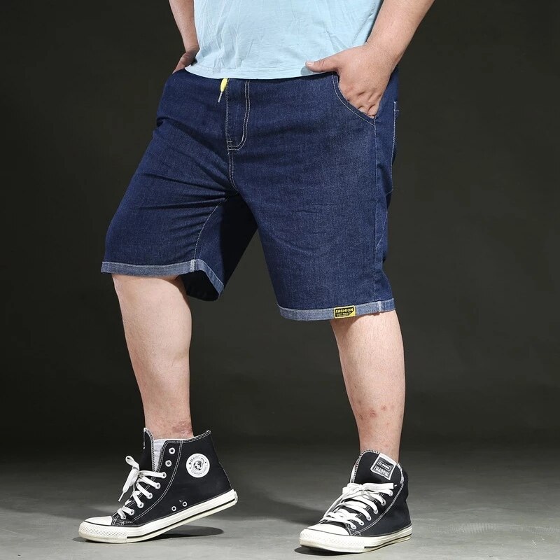 summer denim Shorts Men cotton loose casual jeans shorts plus size 6XL 5XL big size elasticity high street shorts Elastic waist: Blue / 5XL-110-125KG