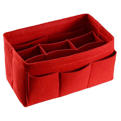 Organizer Insert Bag Women Nylon Travel Insert Organizer Handbag Purse Large liner Lady Makeup Cosmetic Bag Female Tote: Red / XL