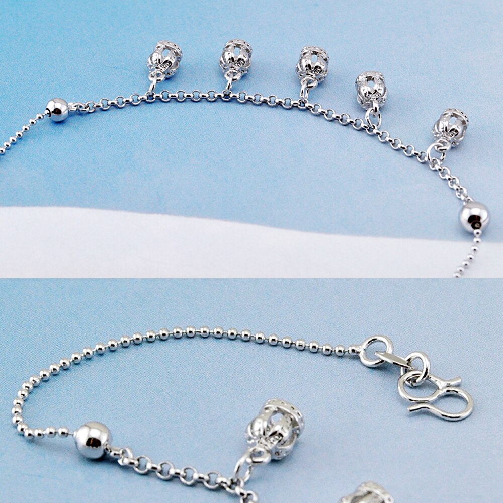 Delle donne di Modo 100% 925 argento ciondolo corona Calzino Gamba Bracciali Cavigliere Estate sulla gamba Accessori Dei Monili del Commercio All&#39;ingrosso