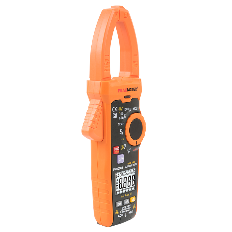 PEAKMETER PM2028B 6000 counts auto range AC Digital Clamp Multimeter True RMS Capacitance Temperature Clamp Meter NCV VFD LowZ