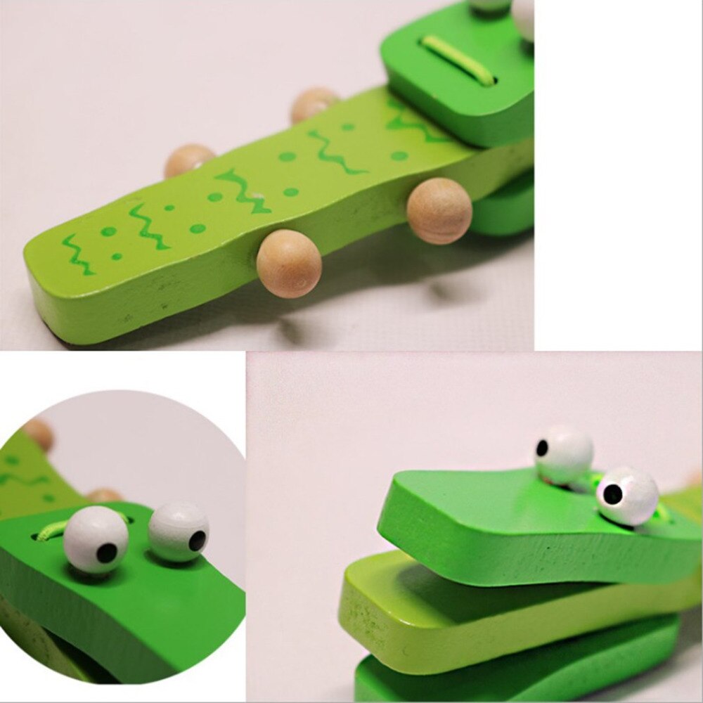 Orff wereld Krokodil Vorm Houten Castanet Baby Muziekinstrument Cartoon Baby Musical Instrument Educatief Speelgoed Rammelaar Speelgoed