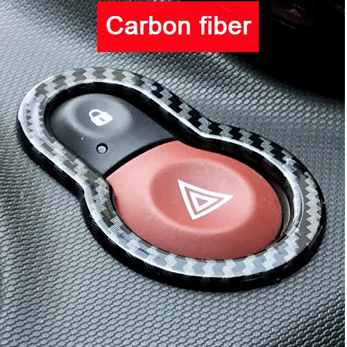 Car Interior Warning Light Lamp Switch Warning Button Trim Cover Sticker For Mercedes Smart Fortwo Forfour 453 Car Accessories: Carbon fiber