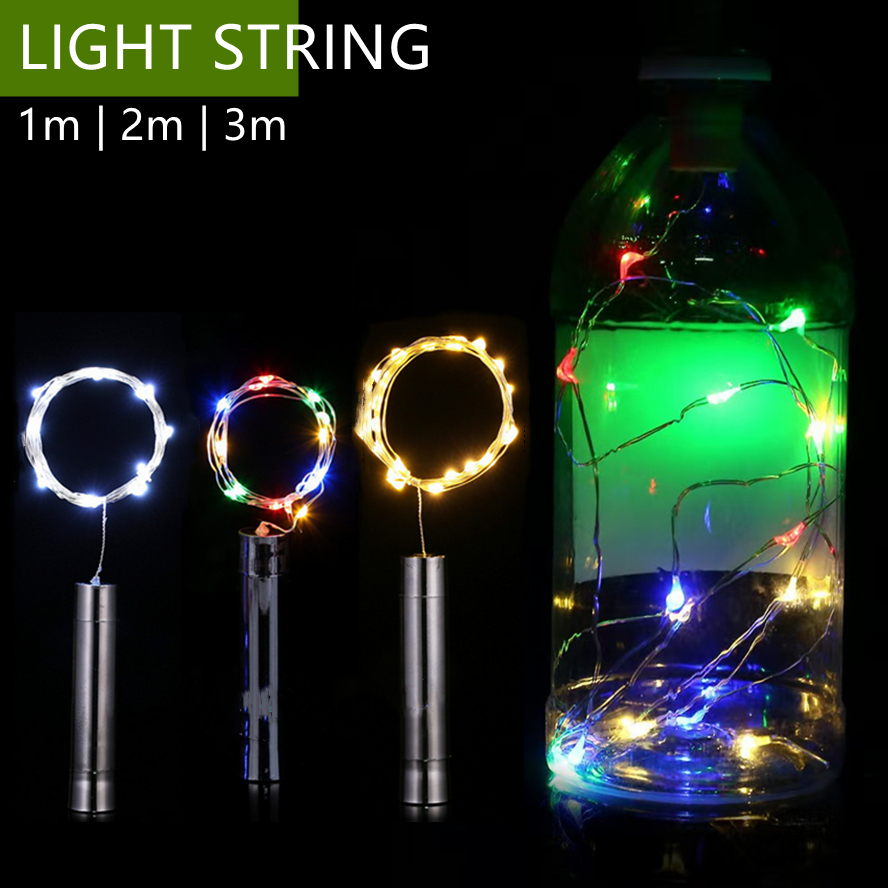 1/2/3M LED botella de vino corcho luz estrellada cadena batería fuente de alimentación para Festival decoración navideña alambre de cobre luz nocturna