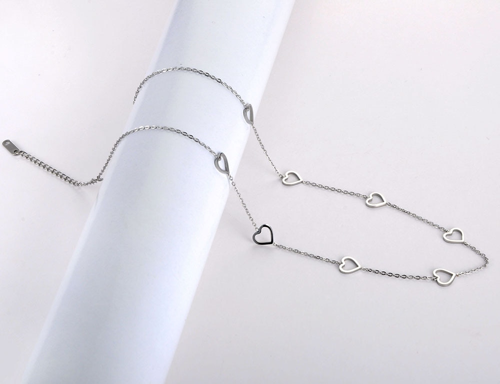 Lokaer Trendy Titanium Stainless Steel CZ Crystal Love Heart Choker Necklaces For Women Girls Chic Charm Pendant Necklace N19202