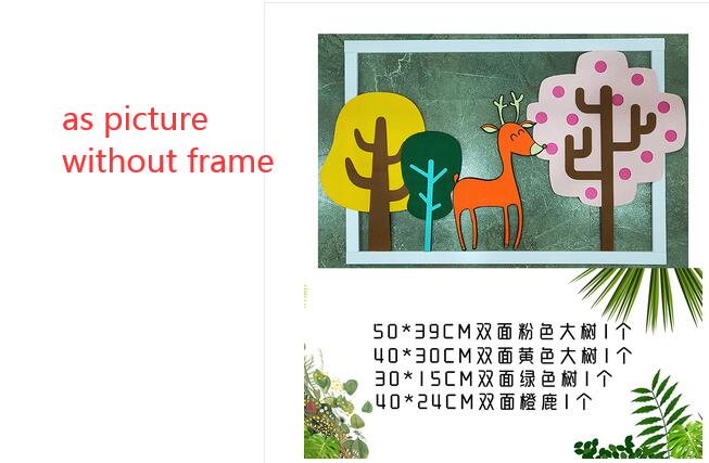 Ins Wall Decoration Felt Fabric Slice Cutting Large Leaf Flamingo Deer Tree Handmade DIY Craft Material Kit Needle Felting: deer 2