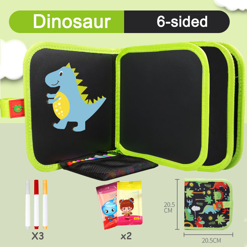 Libro de garabatos borrable, pizarra mágica reutilizable con bolígrafos, pintura para chico, juguete educativo Montessori, Kit para colorear de viaje DIY: Negro