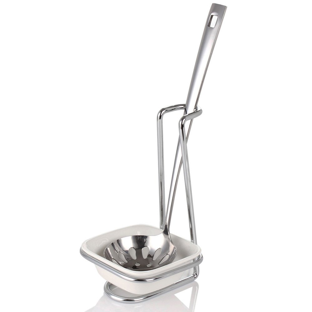 Neue Edelstahl Löffel Rest mit Keramik Schüssel Küche Regal Gestell Sieb Löffel Halfter Abtropffläche Küche Zubehör