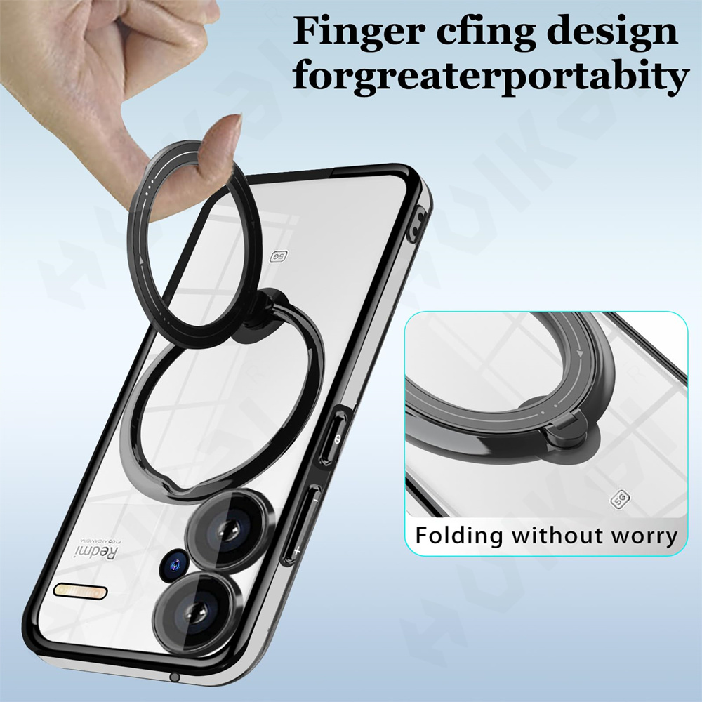 Etui til redmi note 13 pro plus 4g 5g xiaomi poco  x6 pro  x6 13t magsafe transparent ring trådløs opladning magnetisk linsecover
