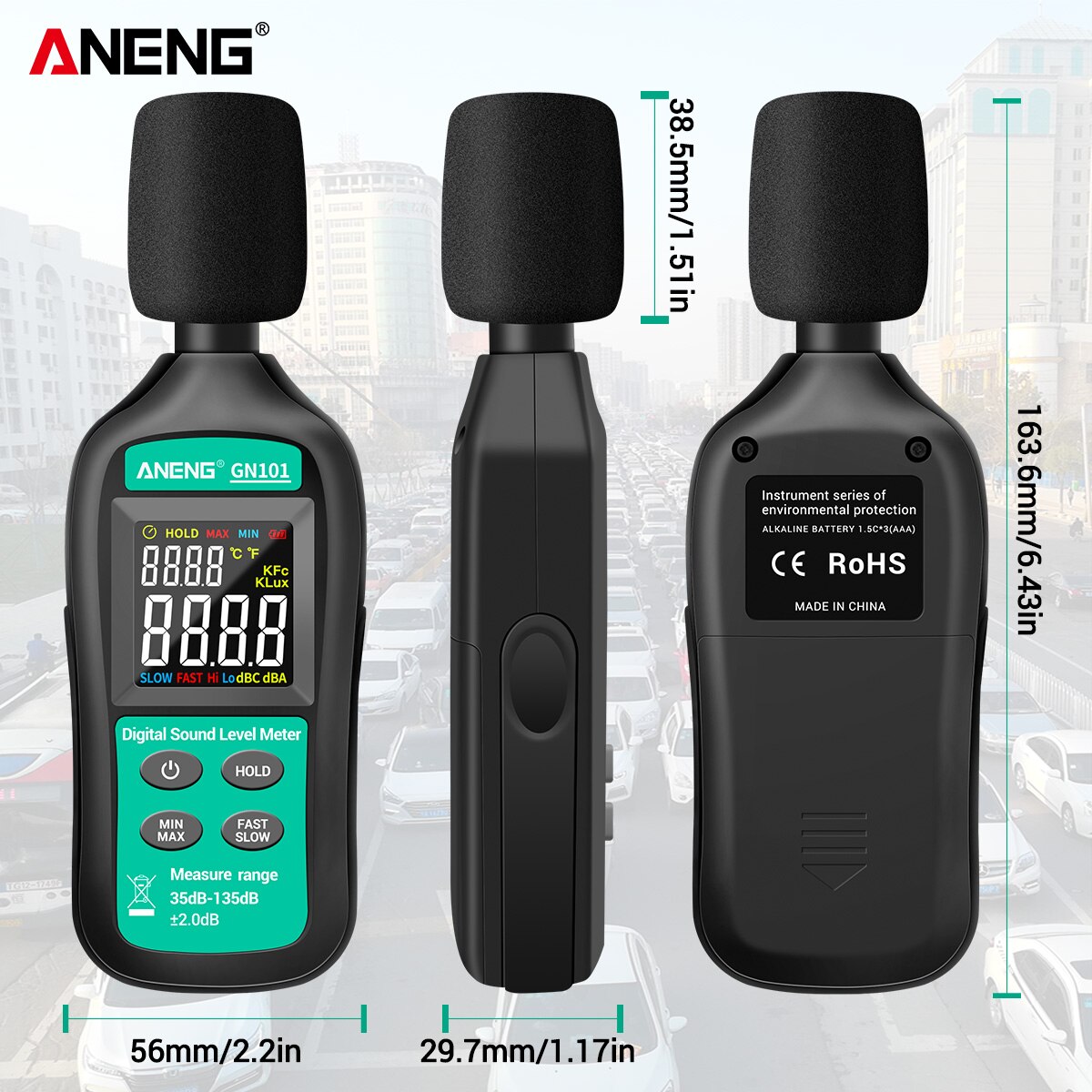 Digital Noise Meter 35-135db Decibel Meter LCD Display High-precise Sound Decibel Monitor Household Noise Measuring Instrument