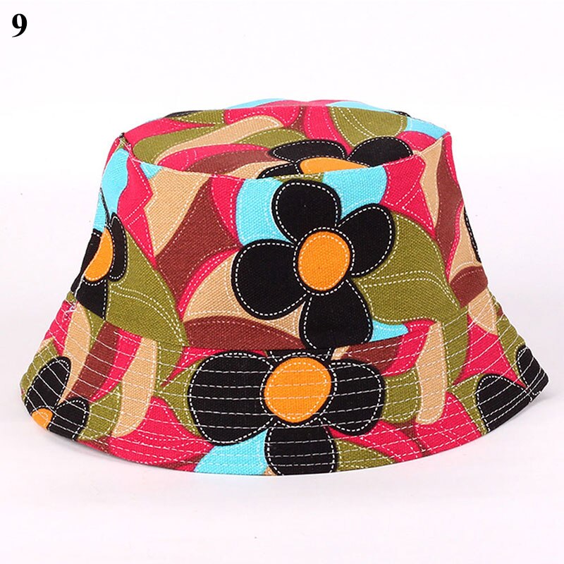 Sun Hat Beach Sunscreen Bucket Cap Unisex Flowers Pattern Bucket Hat Fisherman Hat Travel Beach Round Hats Sunshade Casual Caps