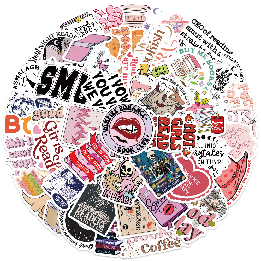 50 naklejki książkowe z motywem sprośnej książki do samodzielnego montażu, gitary, telefonu, laptopa, motocykla do kindle'a, miłośnika książek