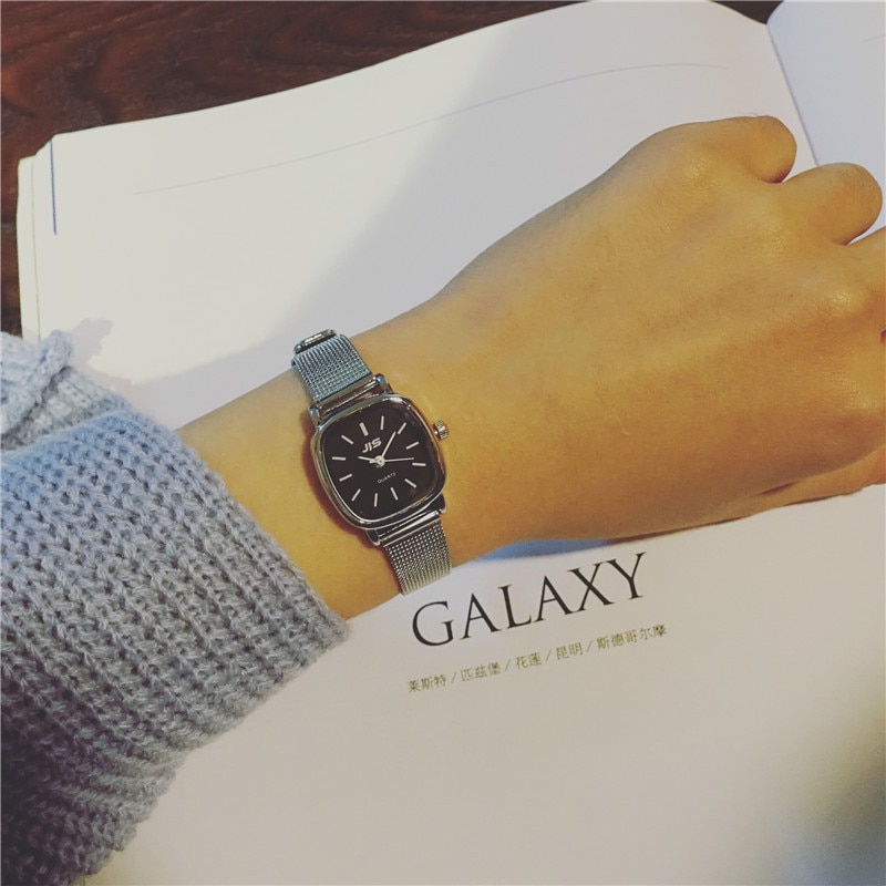 Square Dial Ladies Wristwatches Simple Silver Mesh Strap Women Watches Casual Small Female Quartz Watch Woman Clock
