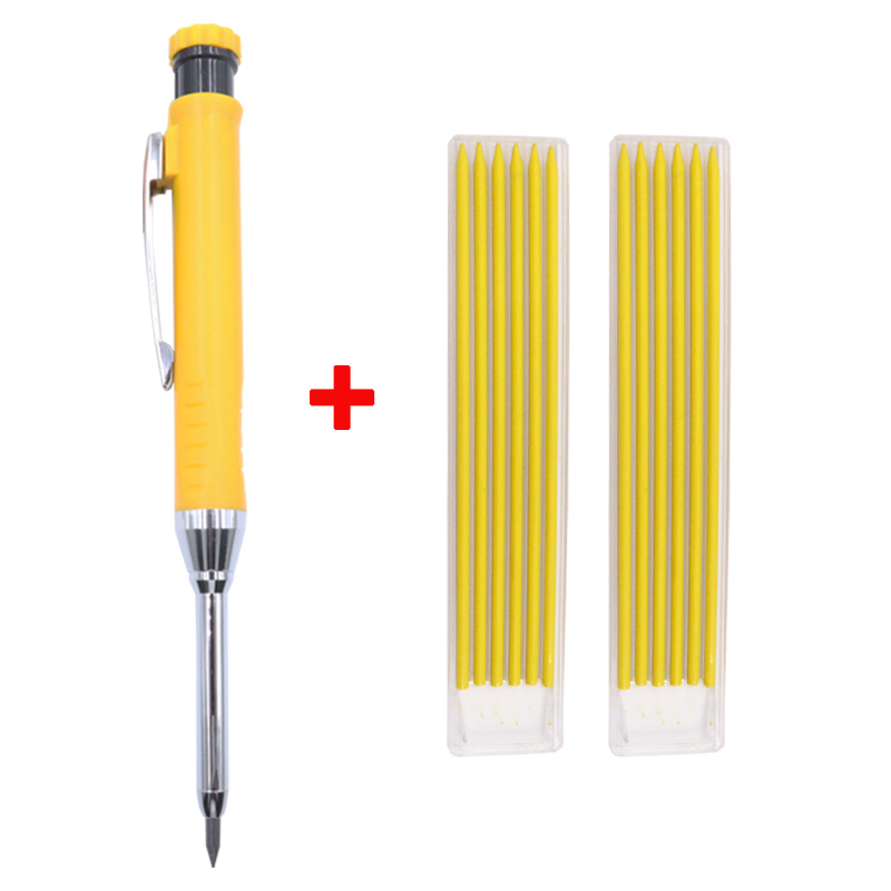 Lápiz de carpintero sólido para carpintería, mecánico, 3 colores, recarga de marcado de construcción, sacapuntas incorporado de plomo: Rojo