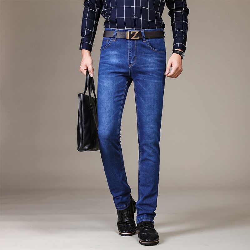 Jean de pour homme, pantalon de Cowboy classique, Slim, extensible, coupe régulière, en Denim, à la ,