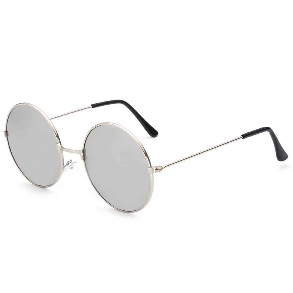 Nuevas Gafas de sol redondas para mujer, montura Retro dorada plateada negra, Gafas Unisex para hombre y mujer, Gafas de sol para hombre: Silver