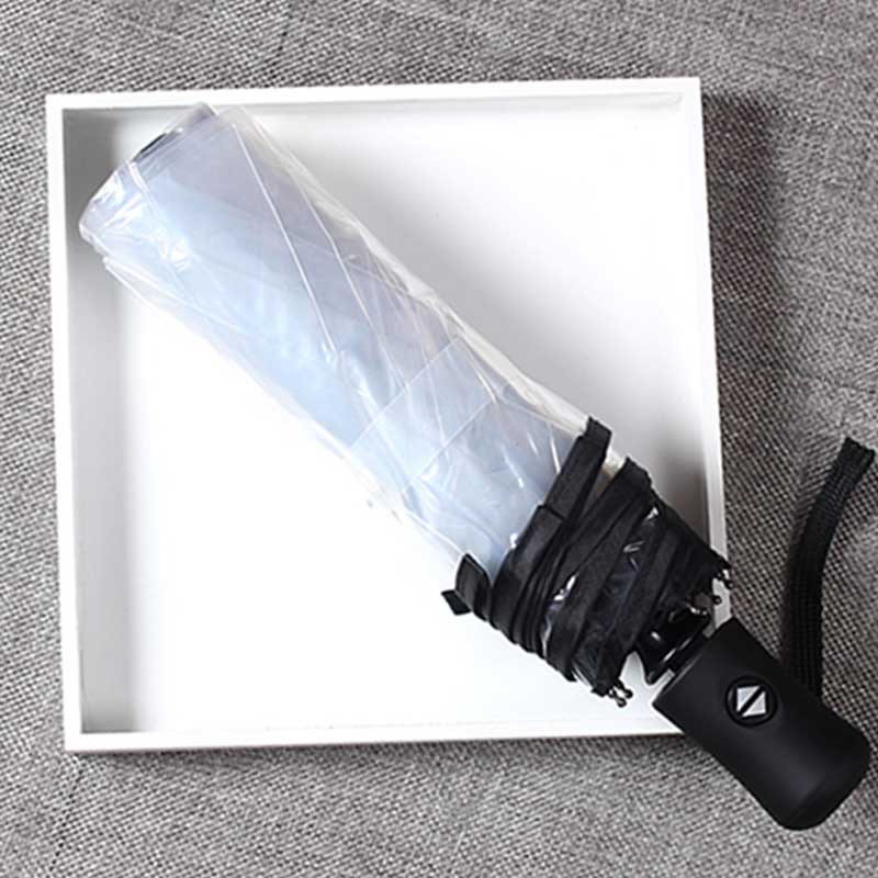 transparent Regenschirm Frauen Weibliche 3 Falten Regenschirm Parapluie Voll-Automatische 3 Farben Frau Reise draussen Regenschirm: Schwarz