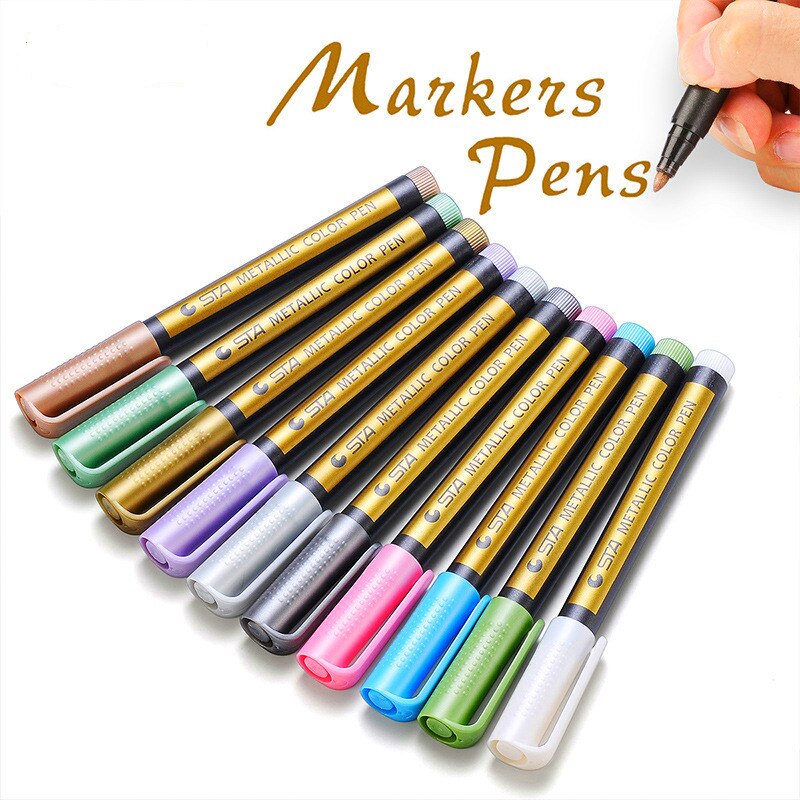 10/25 Kleuren Metallic Markers Verf Pennen Art Permanente Schrijven Markers Voor Papier Steen Glas Muur