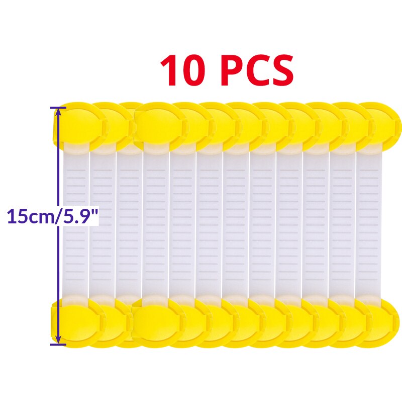 10 pièces/lot bébé sécurité enfant serrure réfrigérateur tiroir pour armoires casier porte coulissante réfrigérateur protection des enfants verrouillage porte: Yellow  15cm 10pcs