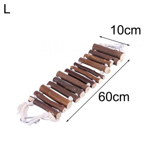 Pet Bird Wooden Rope Ladder Suspension Bridge Swing Hang Toy Cage Decor: L