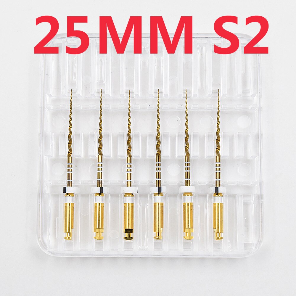 Dental guld flexibla filer endo roterande filer gyllene endodontiska filer 25mm nickel titanium instrument tandvård: 25mm s2