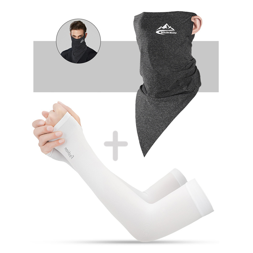 Summer Men Scarf Ice Silk Anti-sweat Headwear Outdoor Cool Sun-proof Face Mask Elastic Wind-proof Anti-UV Bandana Fast: Scarf and Sleeves J