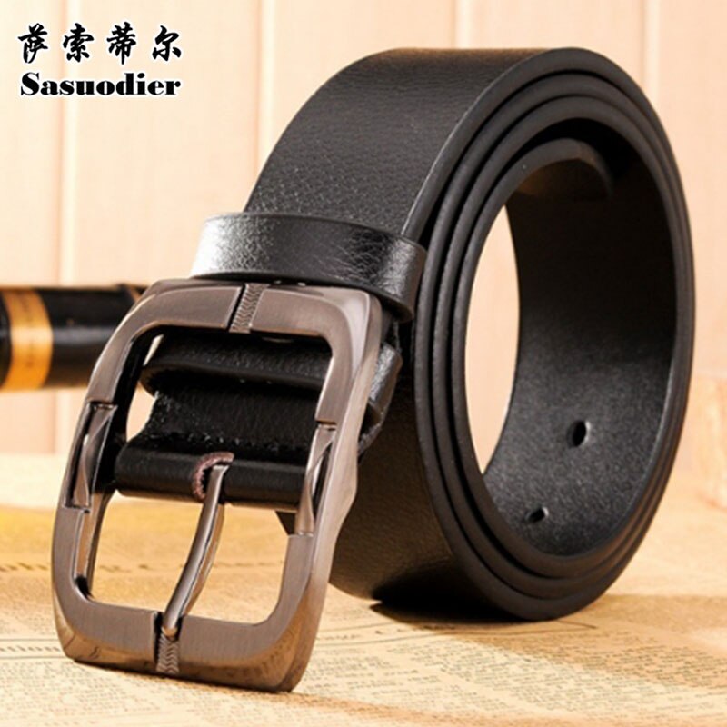 Merk stijl heren riem luxe leren riemen voor mannen casual riem mannelijke metalen gesp: Zwart / 110cm