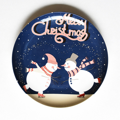 Christmas Ceramic Plate Food Dishes Cartoon Hand Painted Fruit Steak Dinner Plates Western Dinner Plate Tableware Year: 8