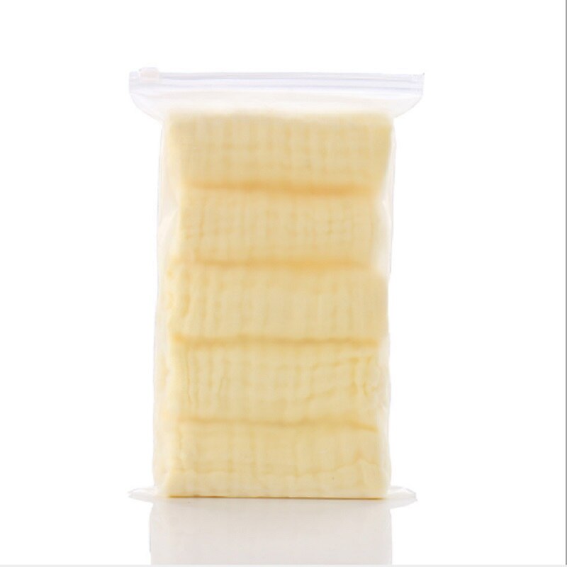 5Pcs Baby Towel Bath Towels Face Washcloth Muslin squares Cotton Hand Wipe Gauze for born Bathing Feeding Kids Handkerchief: 5 yellow