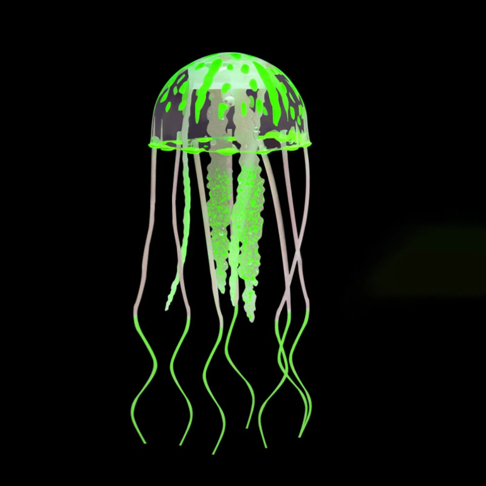 Aquarium Kunstmatige Zwemmen Lichtgevende Kwallen Decoratie Aquarium Siliconen Lichtgevende Kwallen Ornament Aquarium Landschap Decor: Bruin