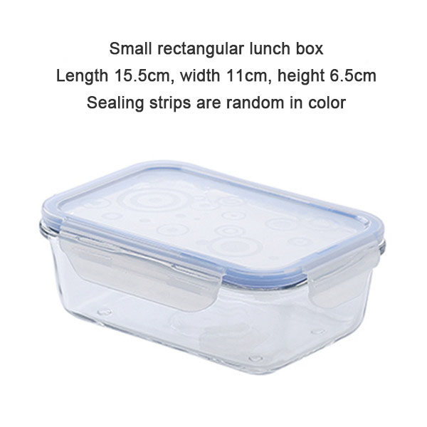 Glass Lunch Box Round Rectangle Transparent Blue Food Container Travel Portable Adults Kid Lunchbox Microwaveable 1pcs: small rectangle