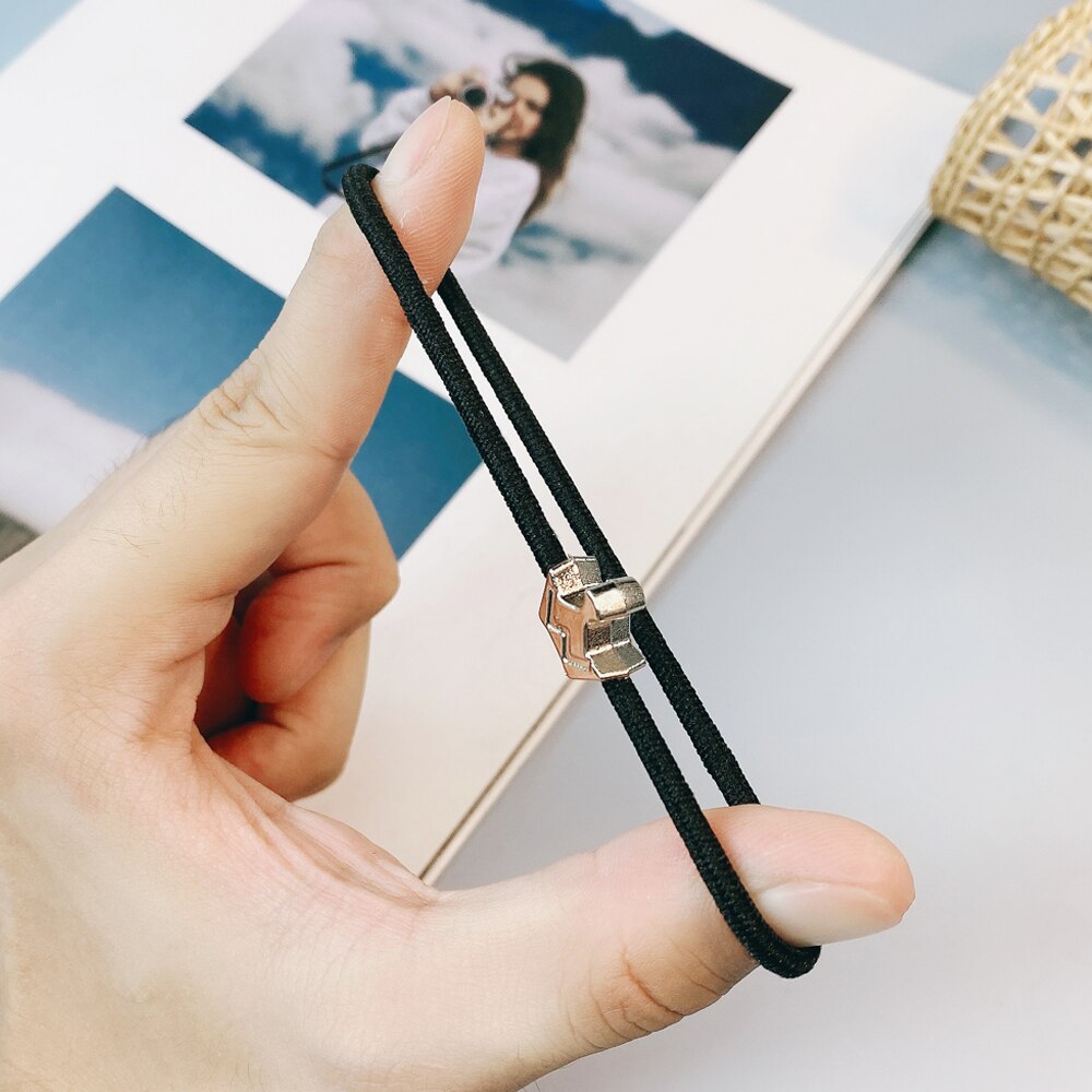 Lote de 10/20 unidades de cintas para el pelo de Metal negro Retro, banda de goma elástica, soporte para Coleta, diademas para el cabello accesorios Vintage